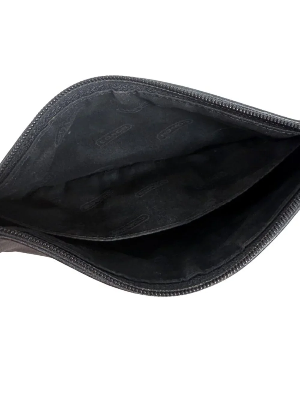 Vintage Coach Black Leather Zip Utility Pouch Clutch